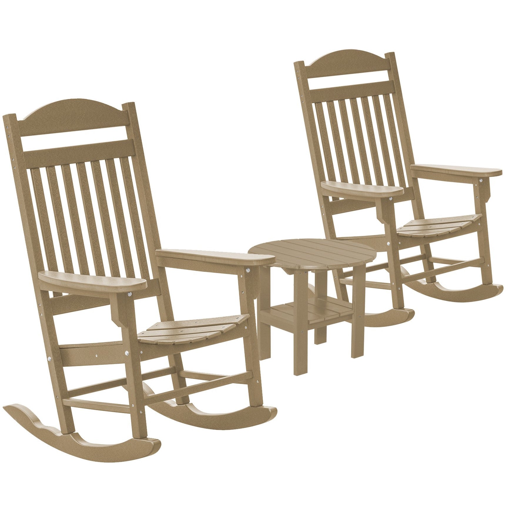 DURAWEATHER POLY® Set of 2 Mission Porch Rockers with Round Side Table