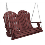 burgundy four and a half foot adirondack porch swing