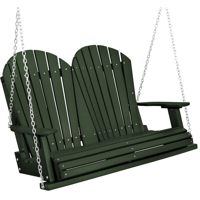 Natural forest green four and a half foot adirondack porch swing