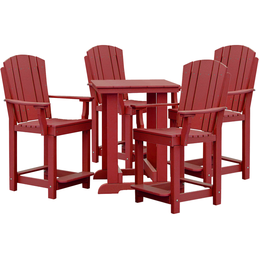 DURAWEATHER POLY® 5-Piece Upright Plantation Counter Height Dining Table Set (28"sq Table)