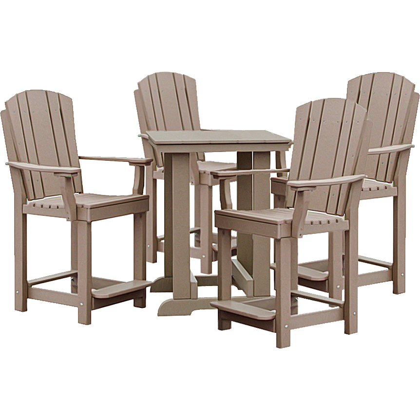 DURAWEATHER POLY® 5-Piece Upright Plantation Counter Height Dining Table Set (28"sq Table)