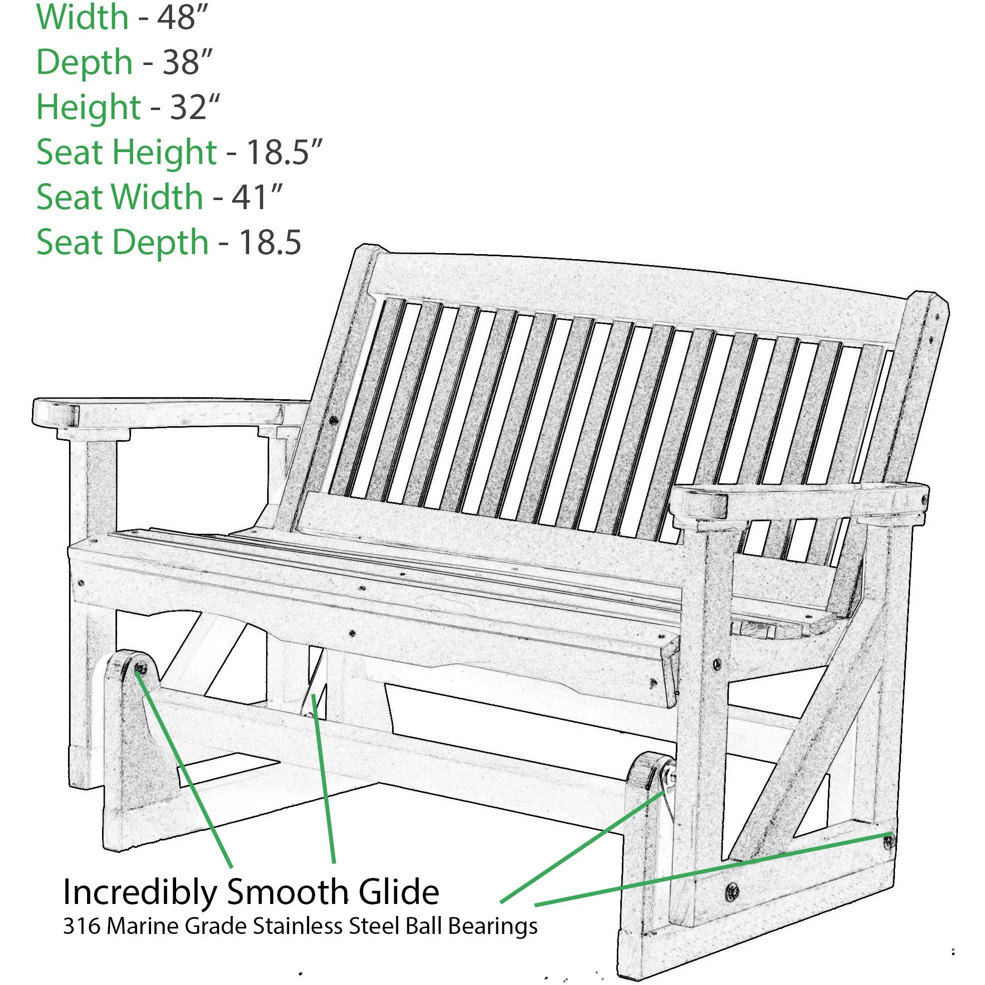 DURAWEATHER POLY® Classic 4'ft Mission Double Glider