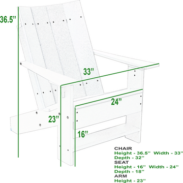 Adirondack chair best sale seat height