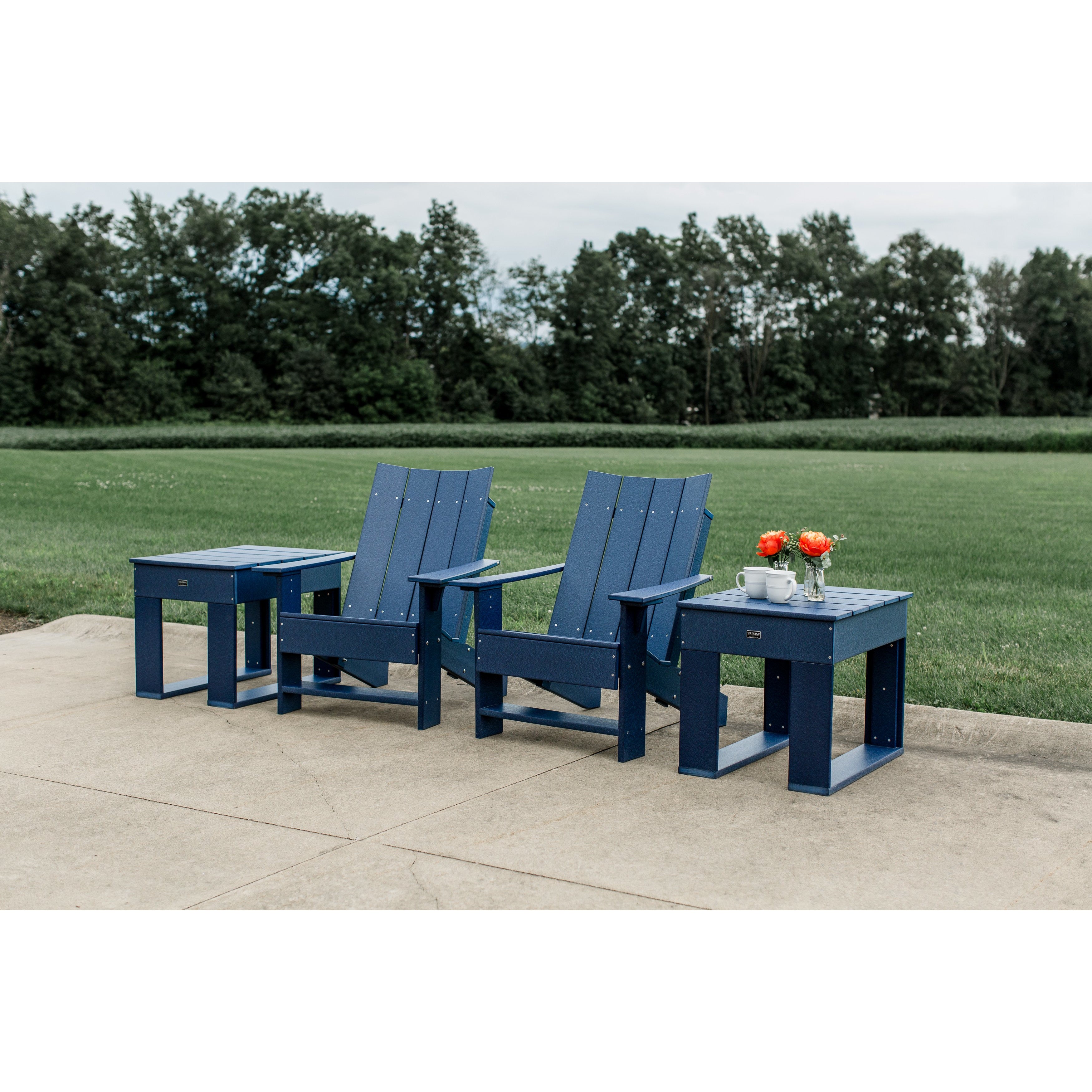 DuraWeather Poly Set of 2 Modern Adirondack Chair & End Table