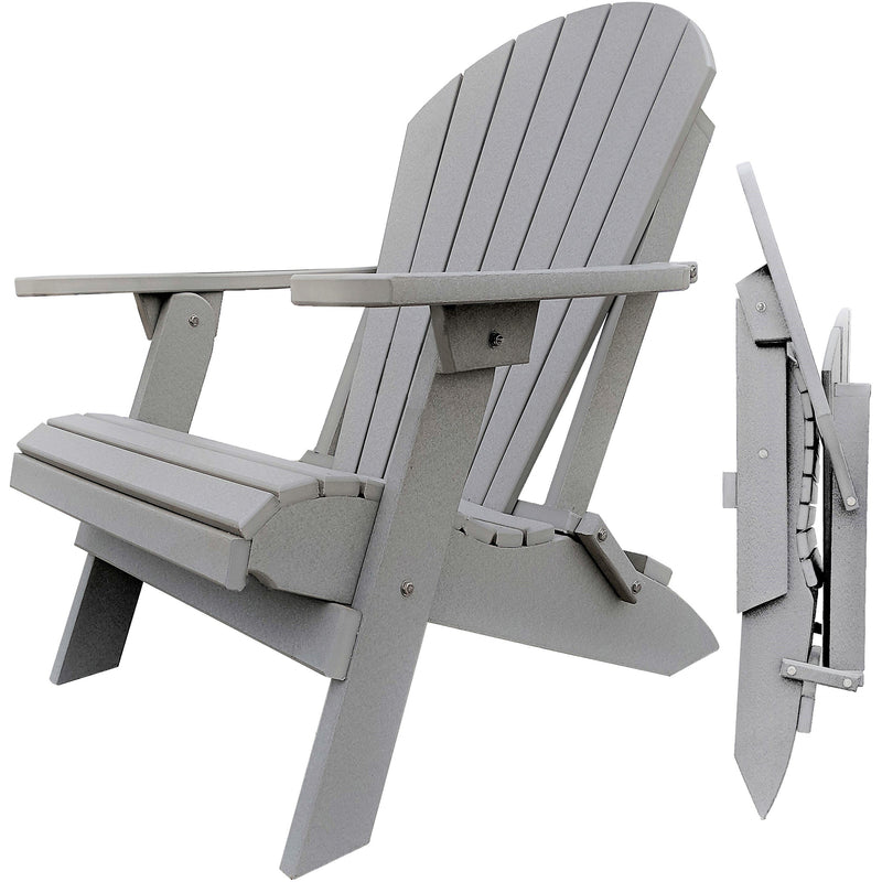 cottage light grey duraweather king size folding adirondack chair all weather poly