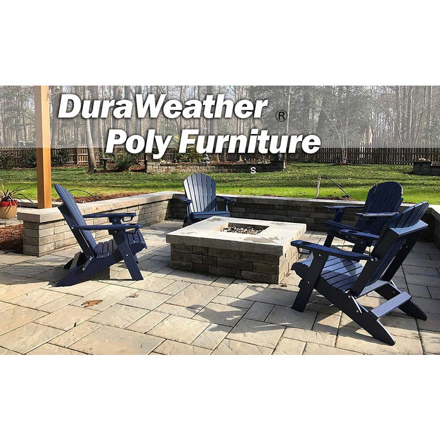 DuraWeather Poly&reg; King Size Folding Adirondack Chair with Built-in Cup Holders - (Charcoal Grey)