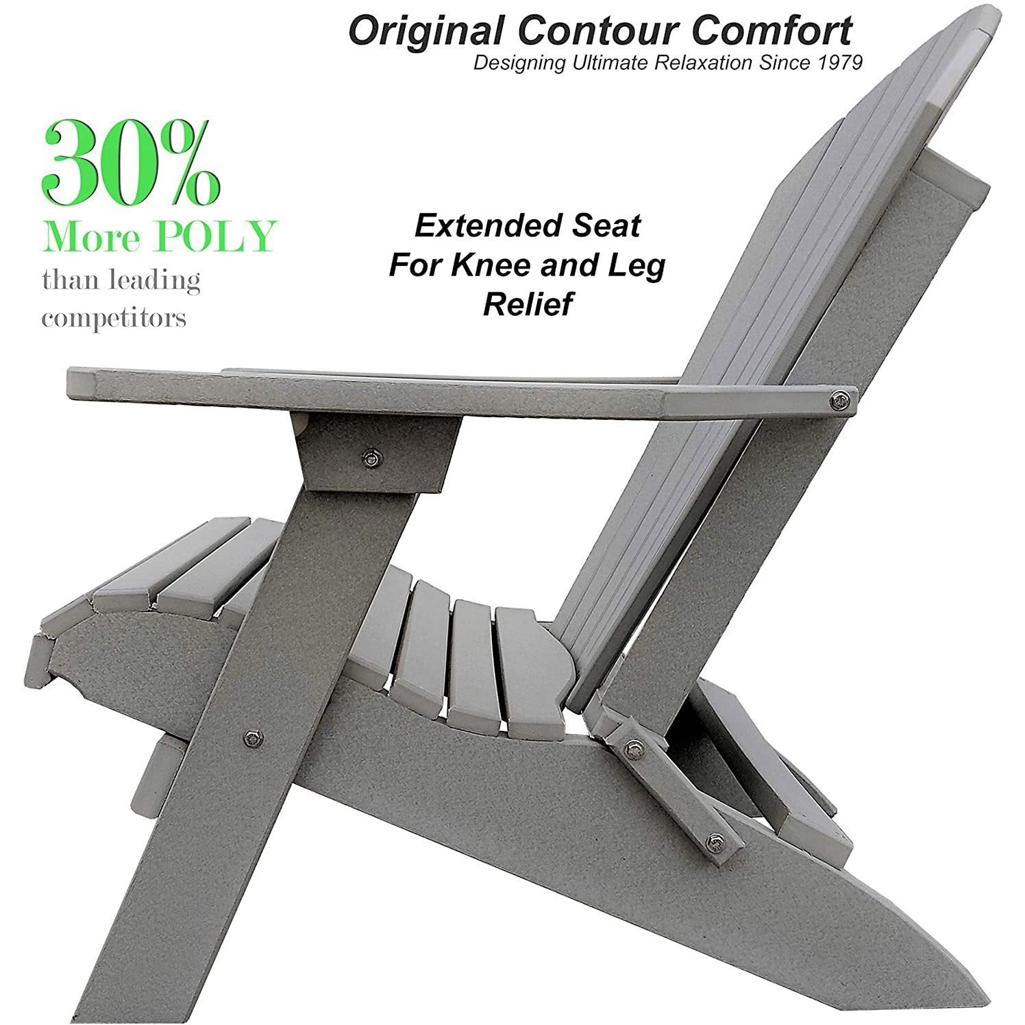 DuraWeather Poly&reg; King Size Folding Adirondack Chair - (Cottage Light Grey)