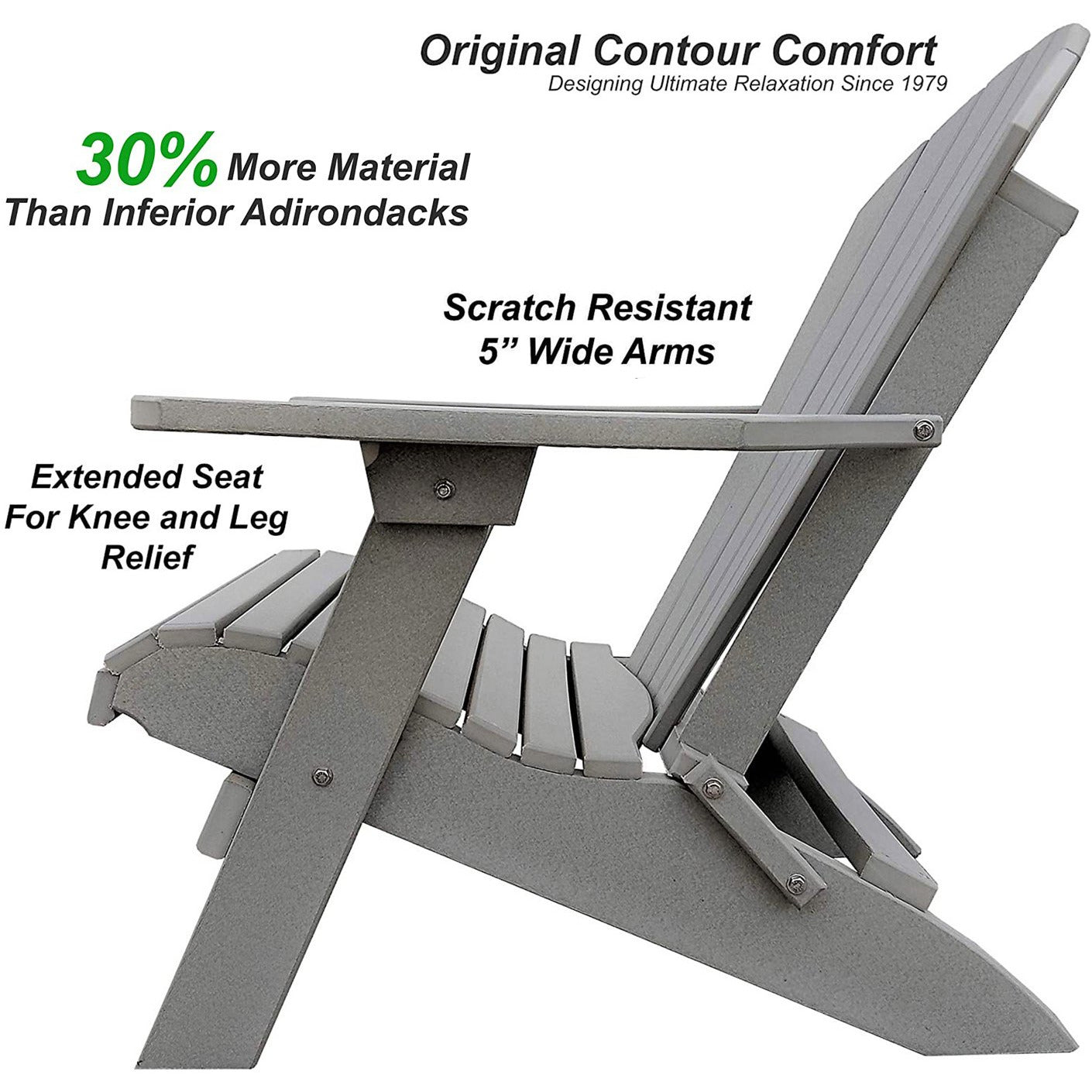 DuraWeather Poly&reg; King Size Folding Adirondack Chair - Exclusive Wood Grain Poly-resin