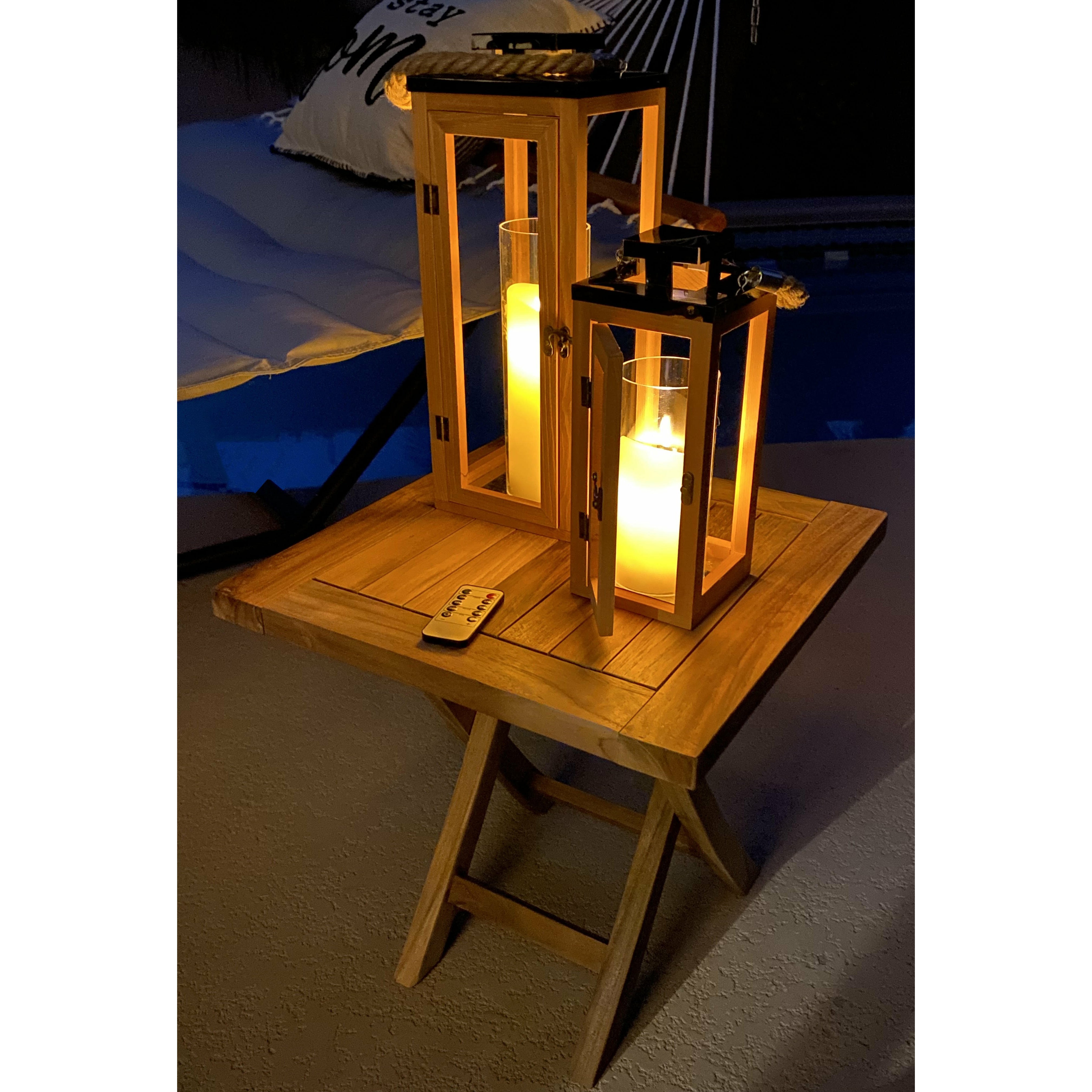 QUICK SHIP - Set of 2 - Remote Control Flickering Hardwood Rope Lanterns