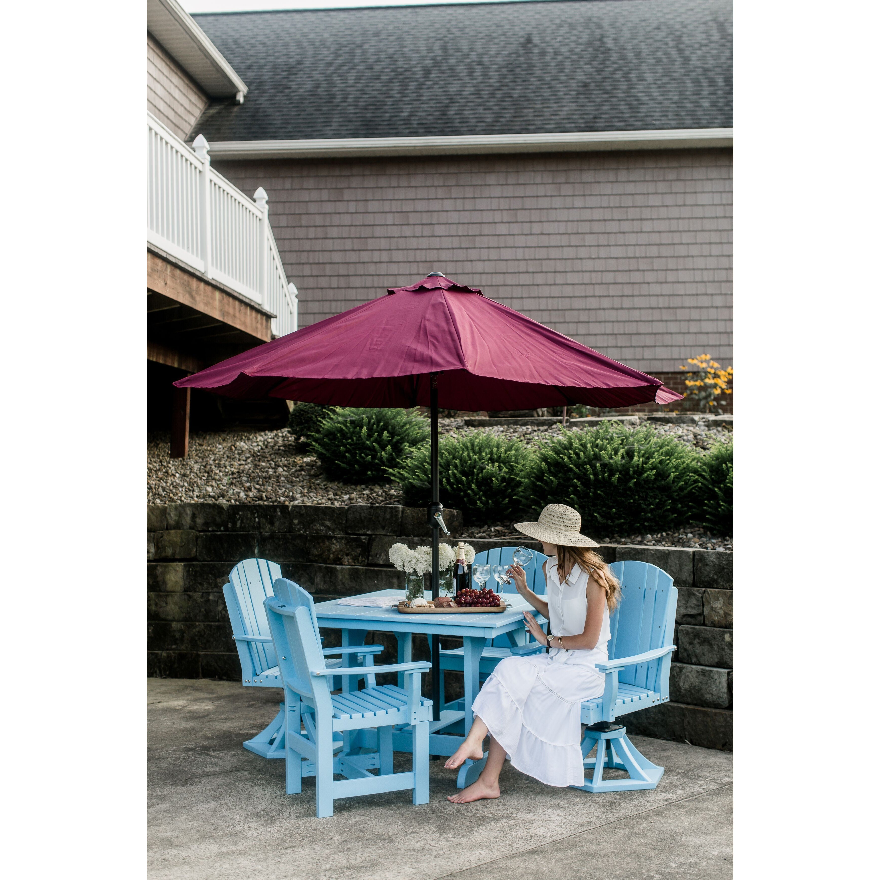 poly furniture dining set table and chairs poly resin lumber outdoor patio furniture duraweather