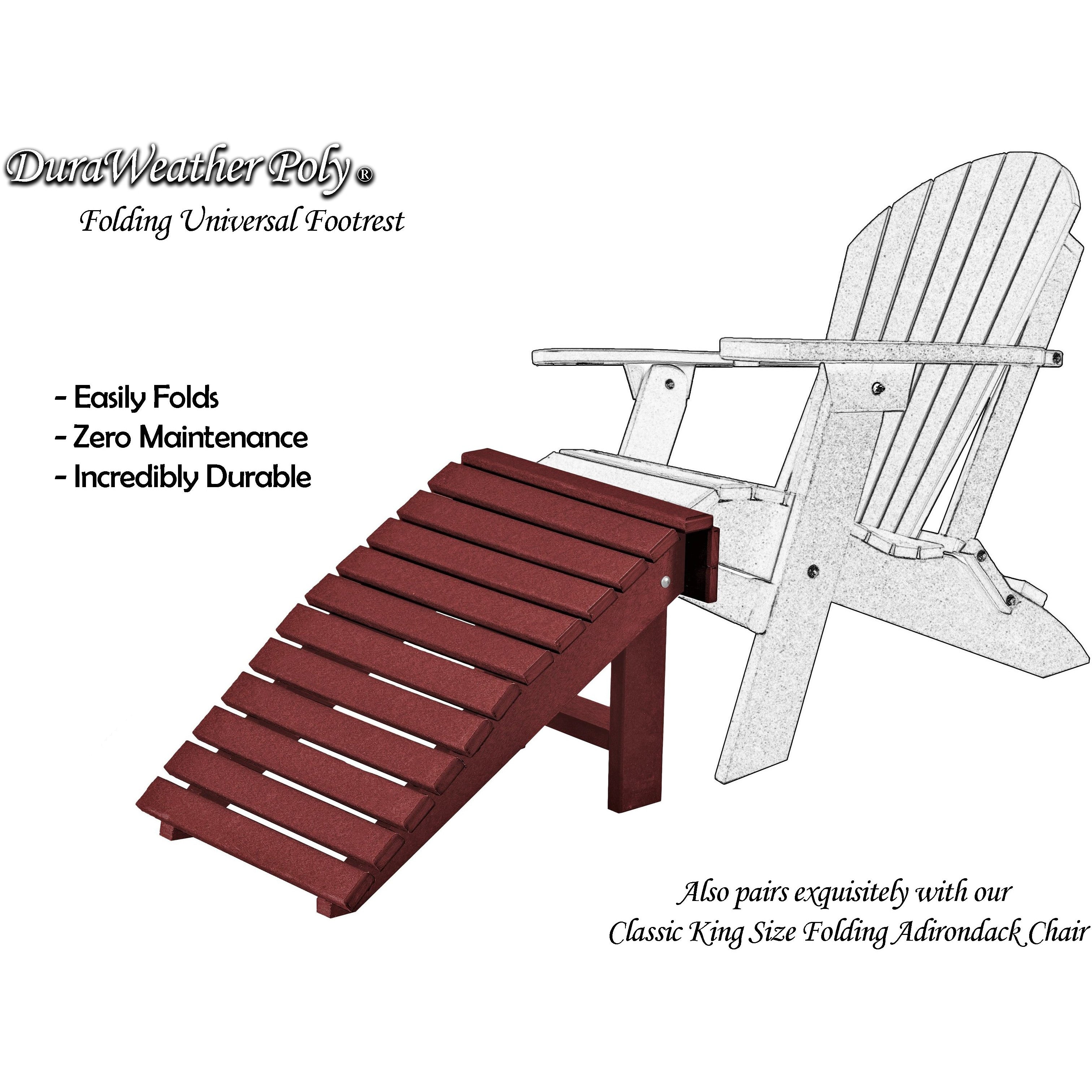 DuraWeather Poly&reg; Universal Folding Ottoman Footrest - Ships Fully Assembled