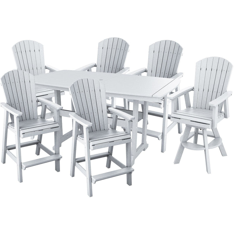 7-Piece Lakeside Adirondack Counter Table Set With Two Swivel Chairs