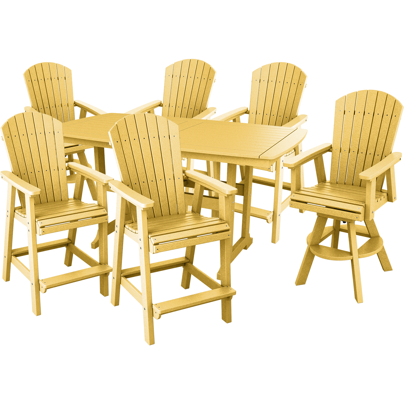 DURAWEATHER POLY® 7-Piece Lakeside Adirondack Dining Table Set With Two Swivel Chairs