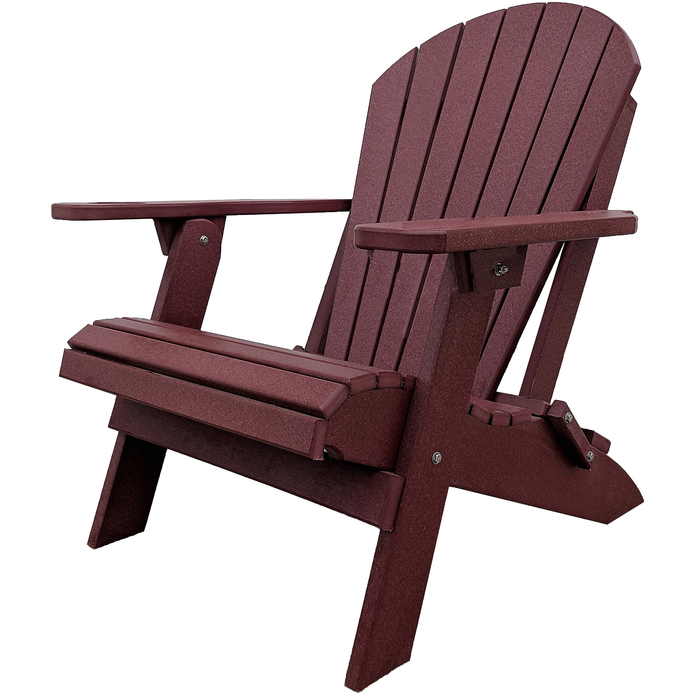 DuraWeather Poly&reg; King Size Folding Adirondack Chair - (Merlot Burgundy)