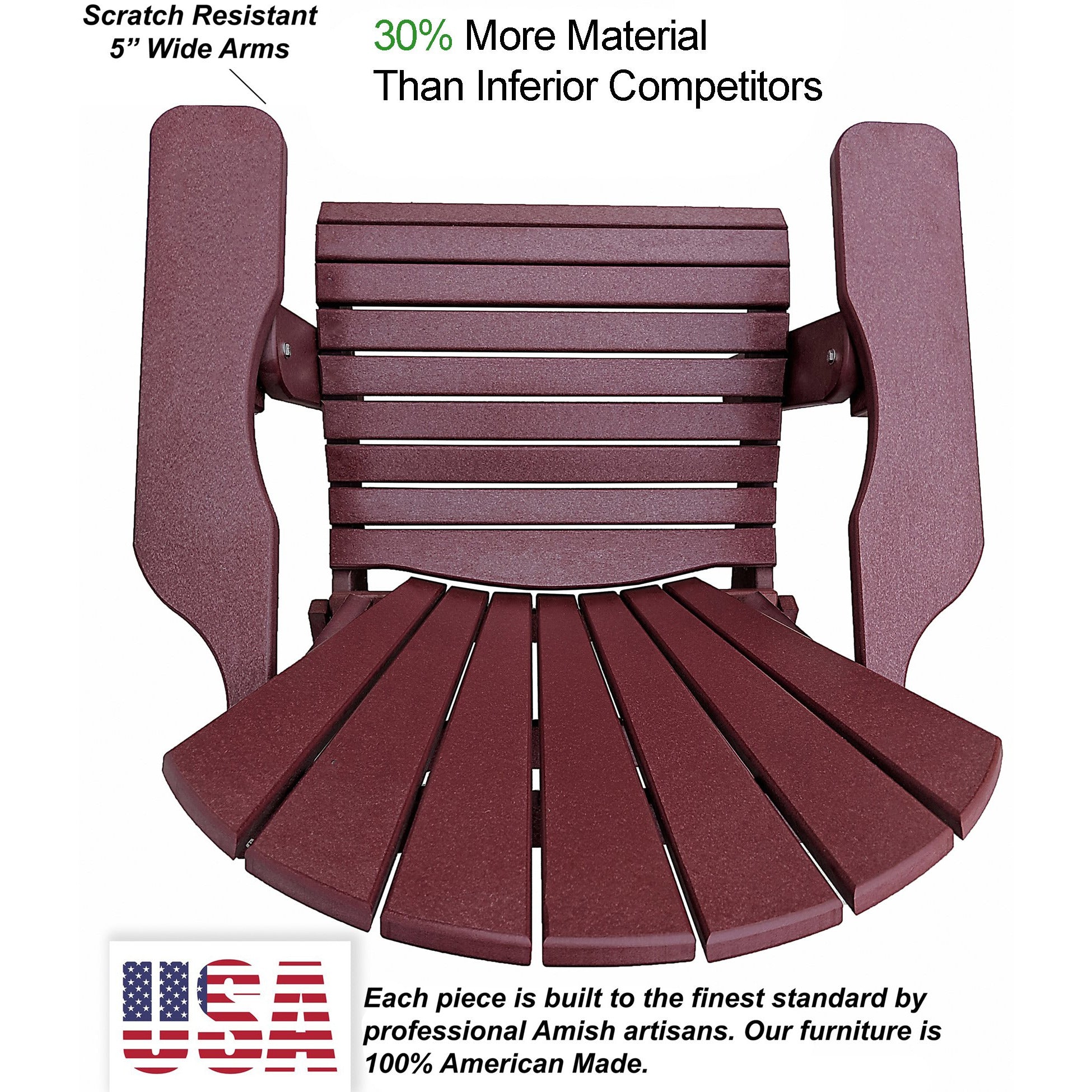 DuraWeather Poly&reg; King Size Folding Adirondack Chair - (Merlot Burgundy)