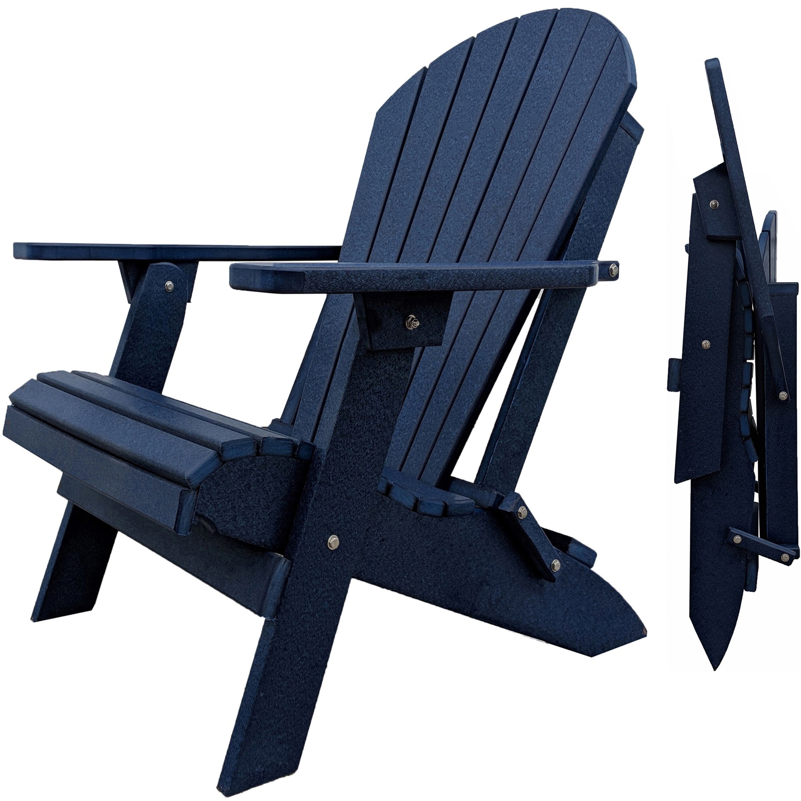 DuraWeather Poly&reg; King Size Folding Adirondack Chair - Exclusive Wood Grain Poly-resin