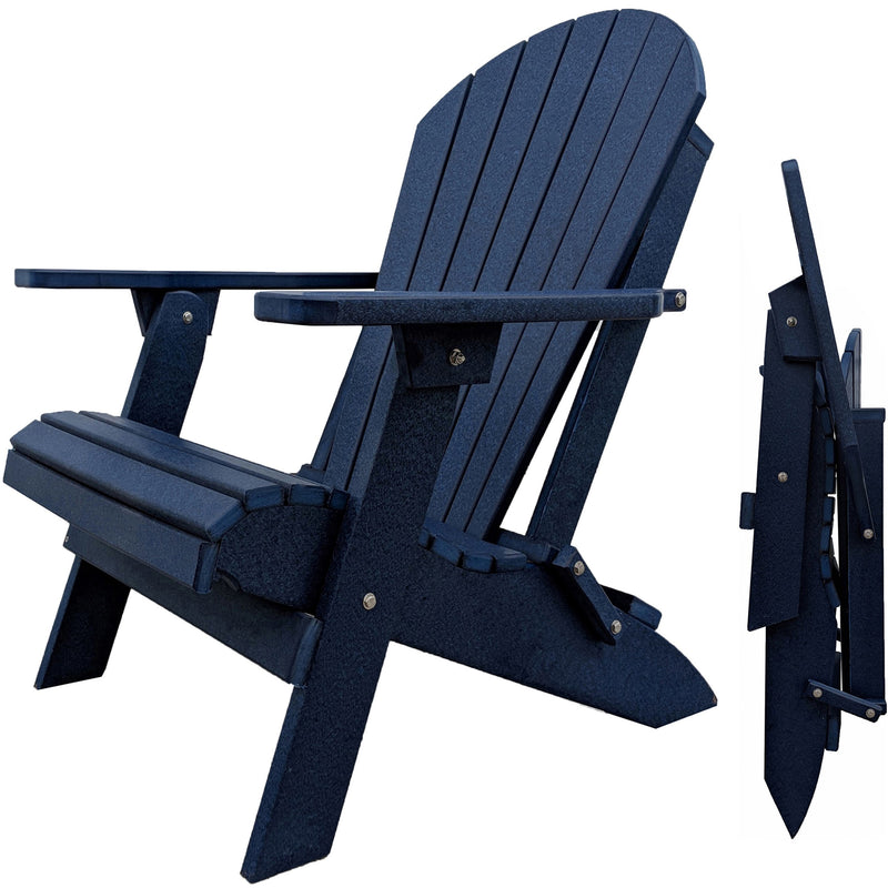 nautical navy duraweather king size folding adirondack chair all weather poly 