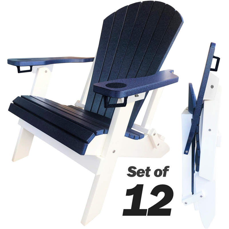 navy polywood folding adirondack chair