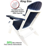 DuraWeather Poly&reg; King Size Folding Adirondack Chair - (Nautical Blue on White)