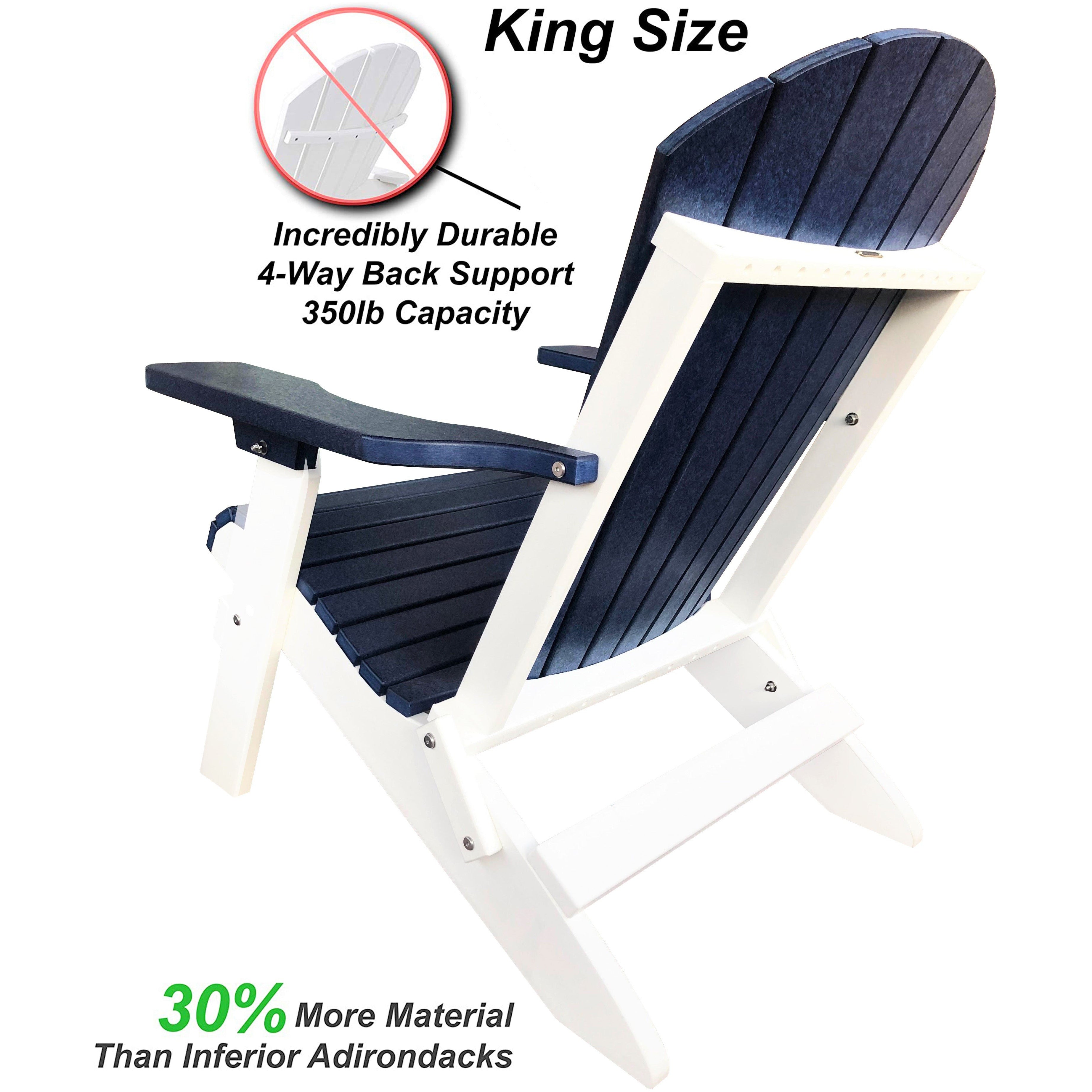 DuraWeather Poly&reg; King Size Folding Adirondack Chair - Exclusive Wood Grain Poly-resin