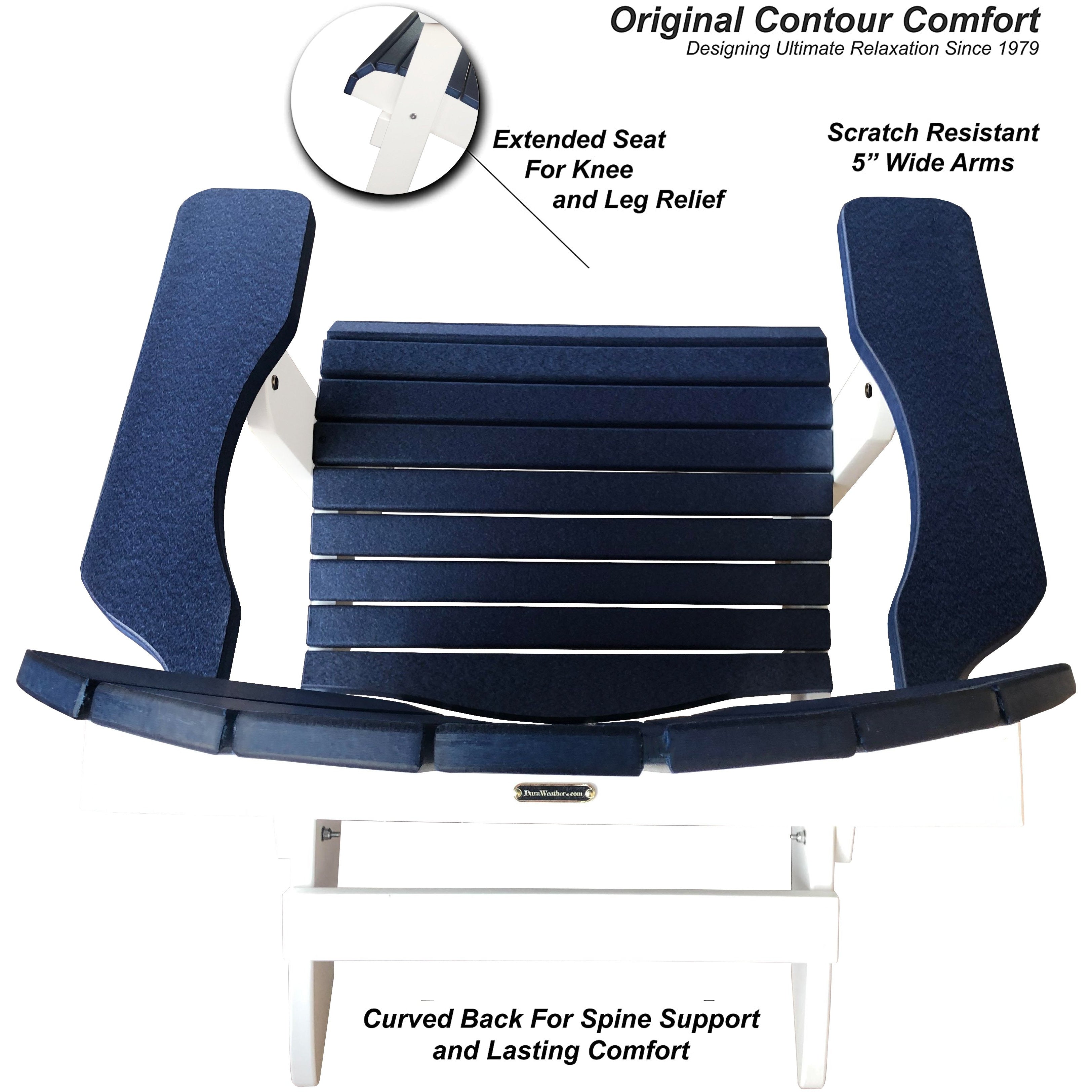 DuraWeather Poly&reg; King Size Folding Adirondack Chair - (Nautical Blue on White)