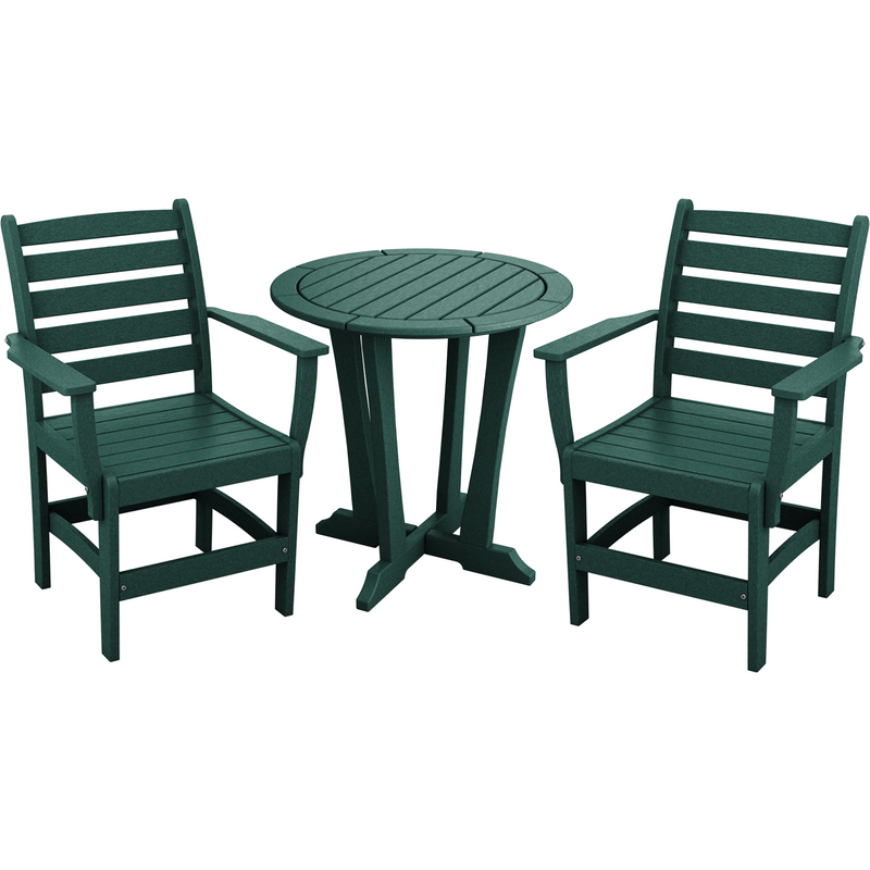 Forest Green three piece countryside bistro set poly patio furniture