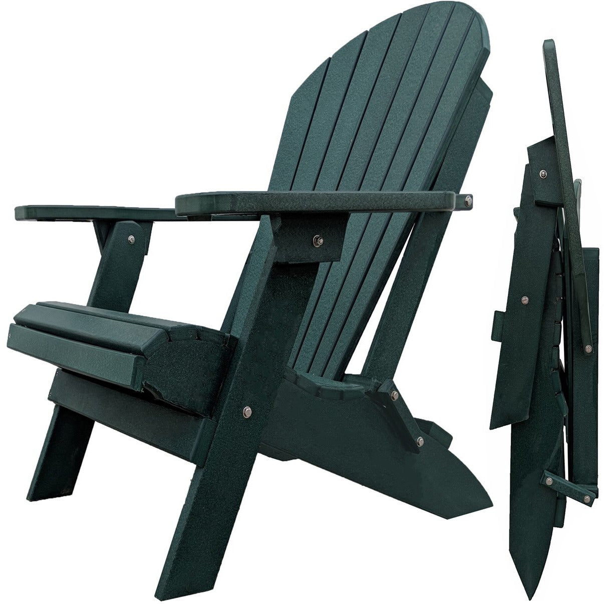 DURAWEATHER POLY® Set of 4 Folding Adirondack Chairs King Size - 4 Folding Ottomans and 2 Folding Side Tables