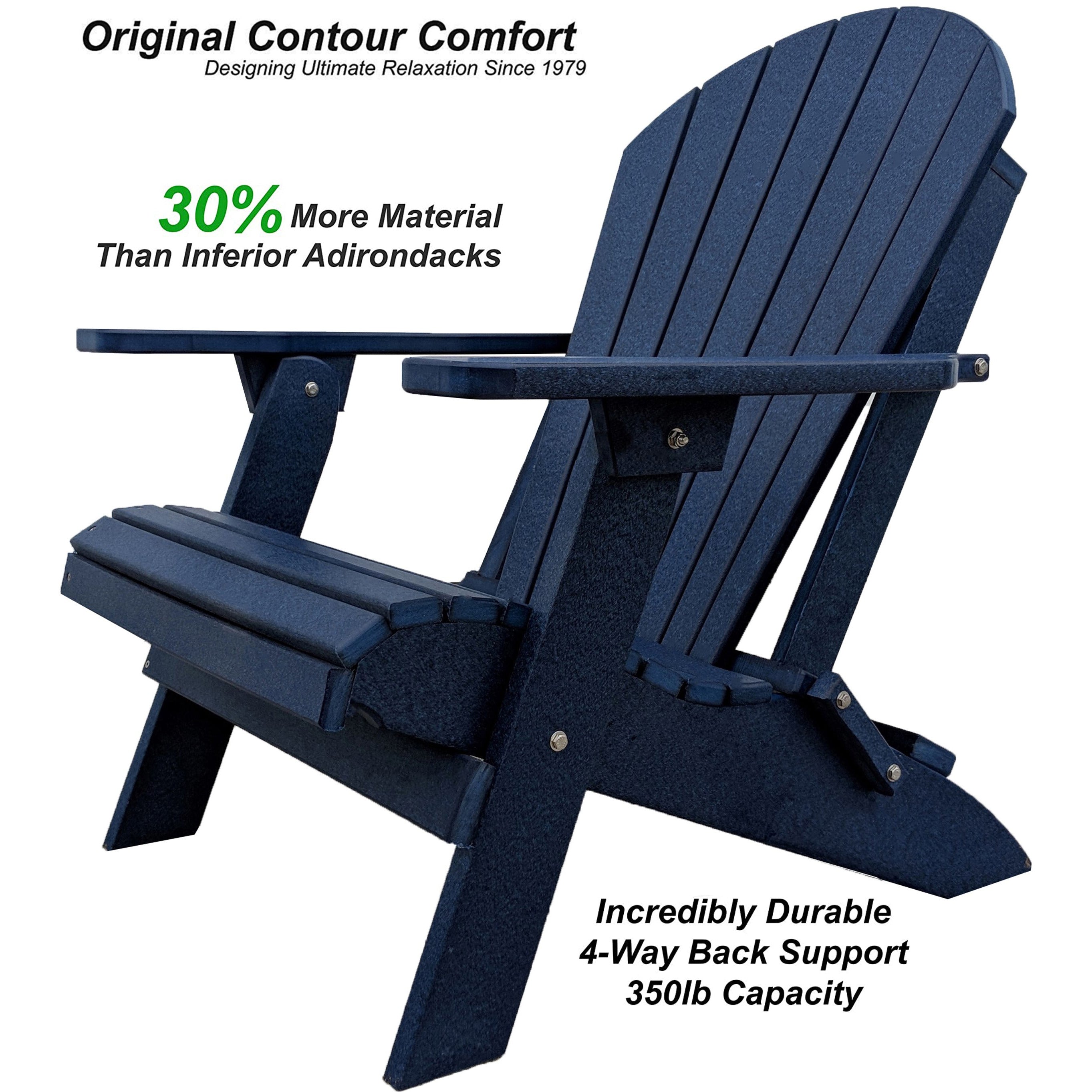 DuraWeather Poly&reg; King Size Folding Adirondack Chair - Exclusive Wood Grain Poly-resin