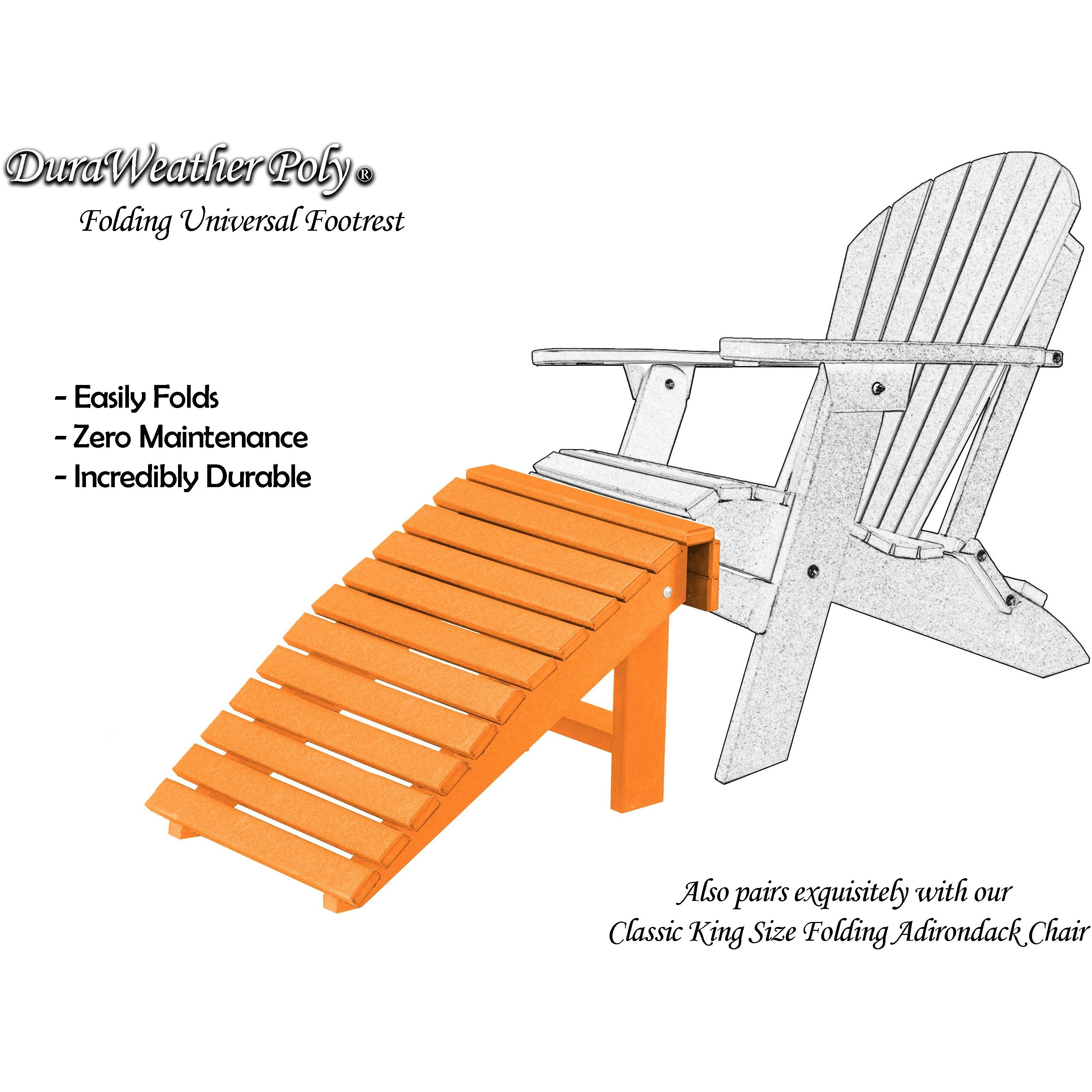 DuraWeather Poly&reg; Universal Folding Ottoman Footrest - Ships Fully Assembled