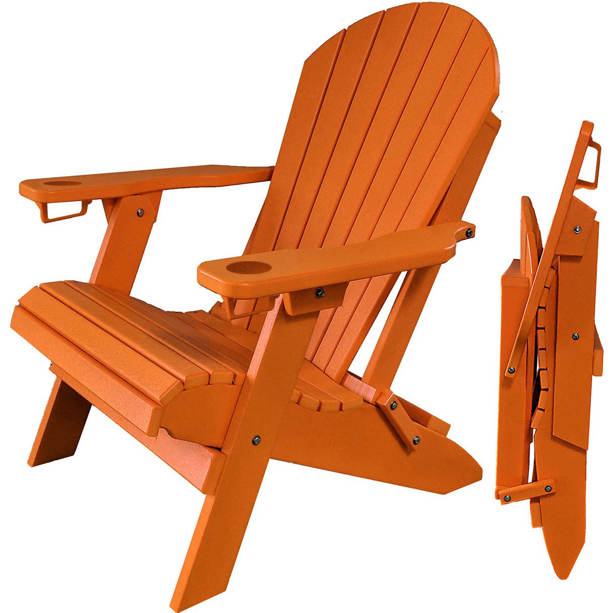 DURAWEATHER POLY® Folding Adirondack Chair With Built-in Cup Holders King-Size