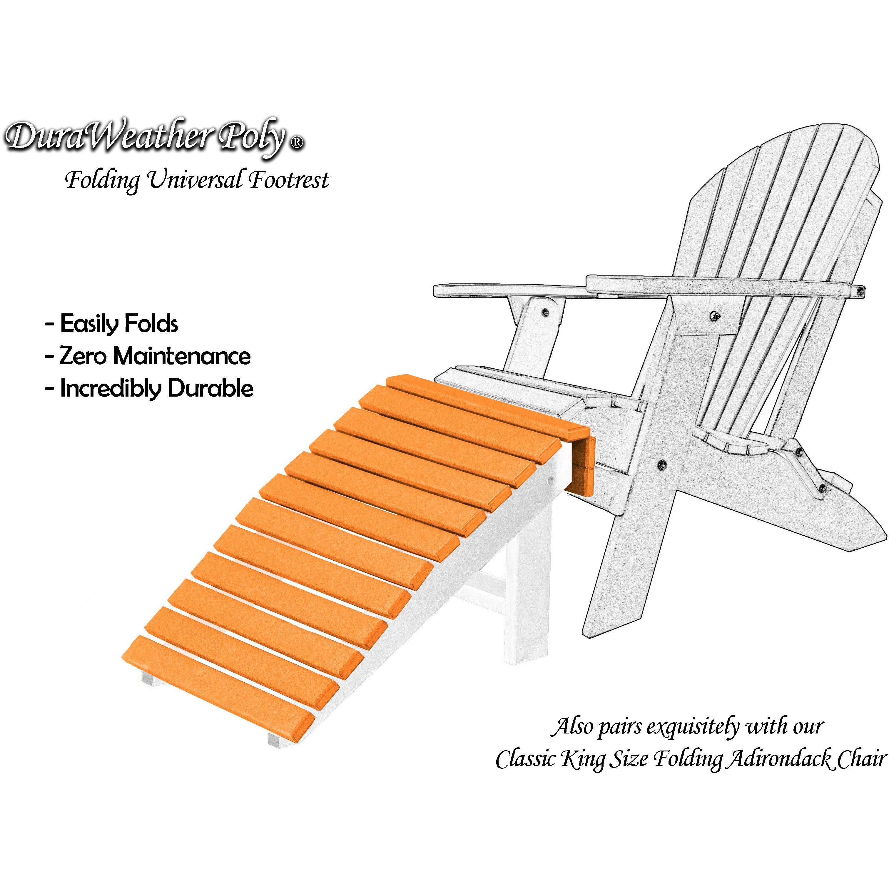 DuraWeather Poly&reg; Universal Folding Ottoman Footrest - Ships Fully Assembled