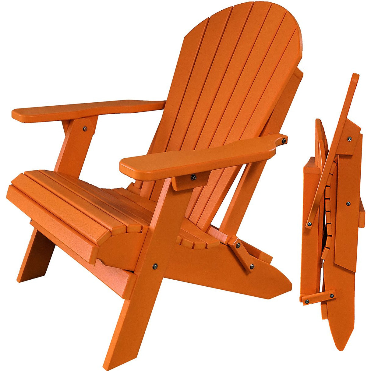 DuraWeather Poly&reg; King Size Folding Adirondack Chair - Exclusive Wood Grain Poly-resin