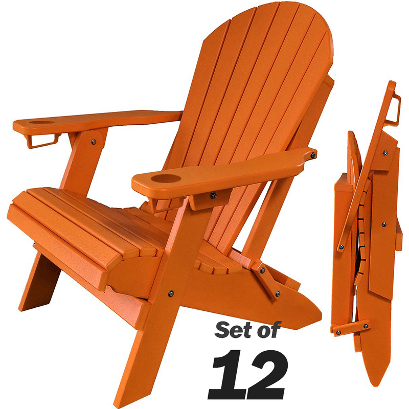 orange polywood folding adirondack chair