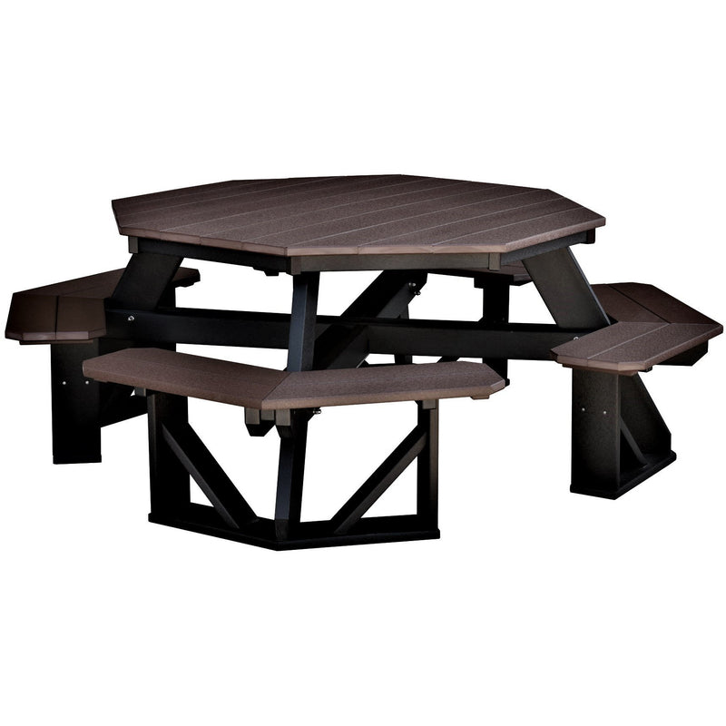 Octagon Picnic Table (7'3"' x 4'6" ft) Grey on White