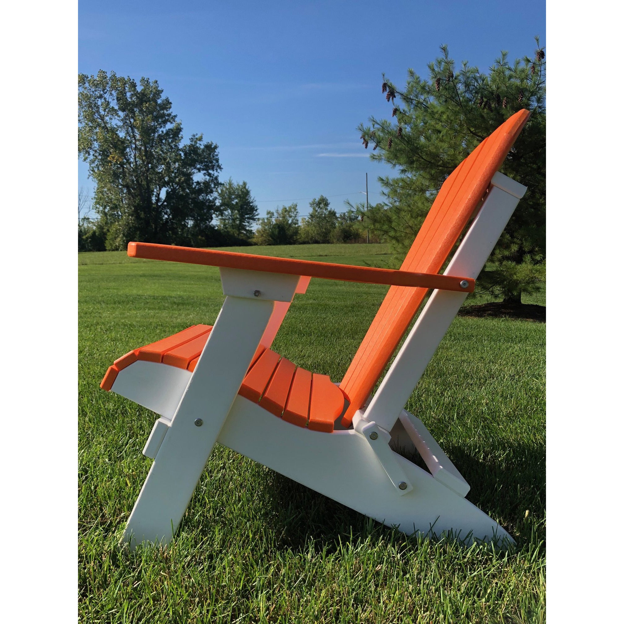 DuraWeather Poly&reg; King Size Folding Adirondack Chair - (Mango Orange on White)