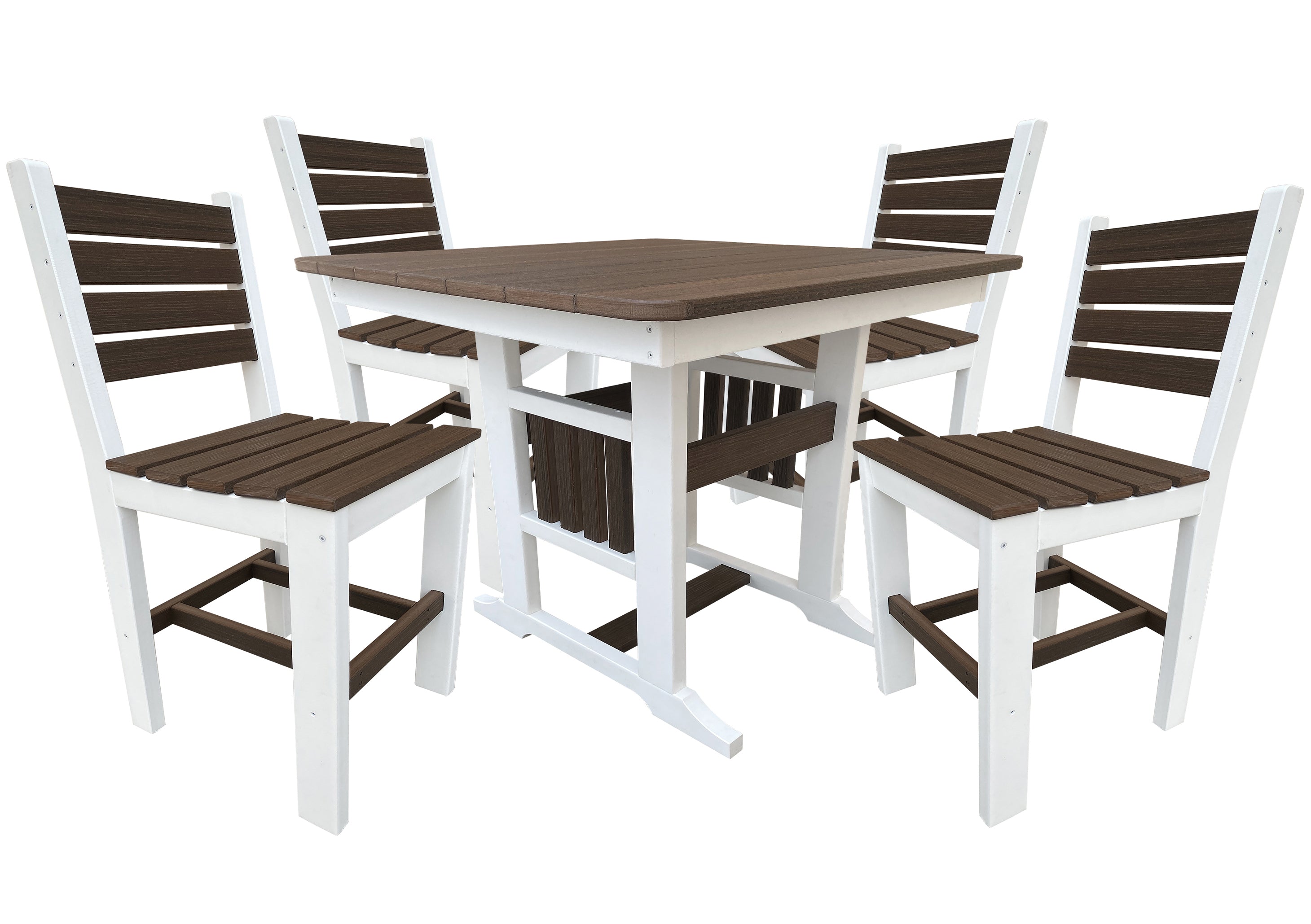 Outdoor Poly Lumber Dining Set Brazilian Walnut on White