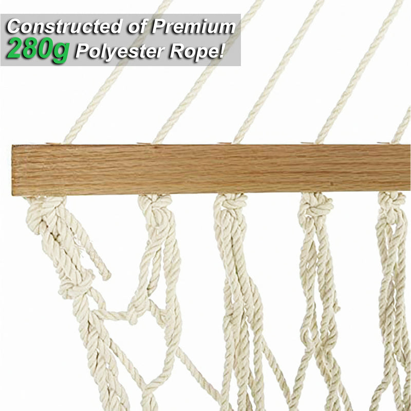 QUICK SHIP - Original Deluxe Rope Hammock 280g Polyester - Oatmeal