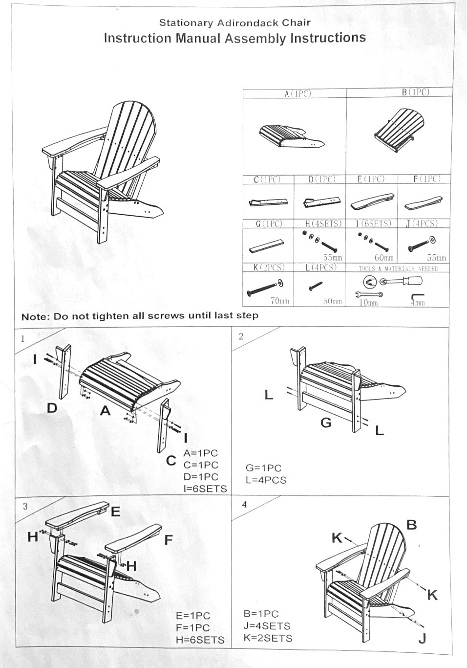 DURAWEATHER POLY® Stationary Adirondack Chair King Size