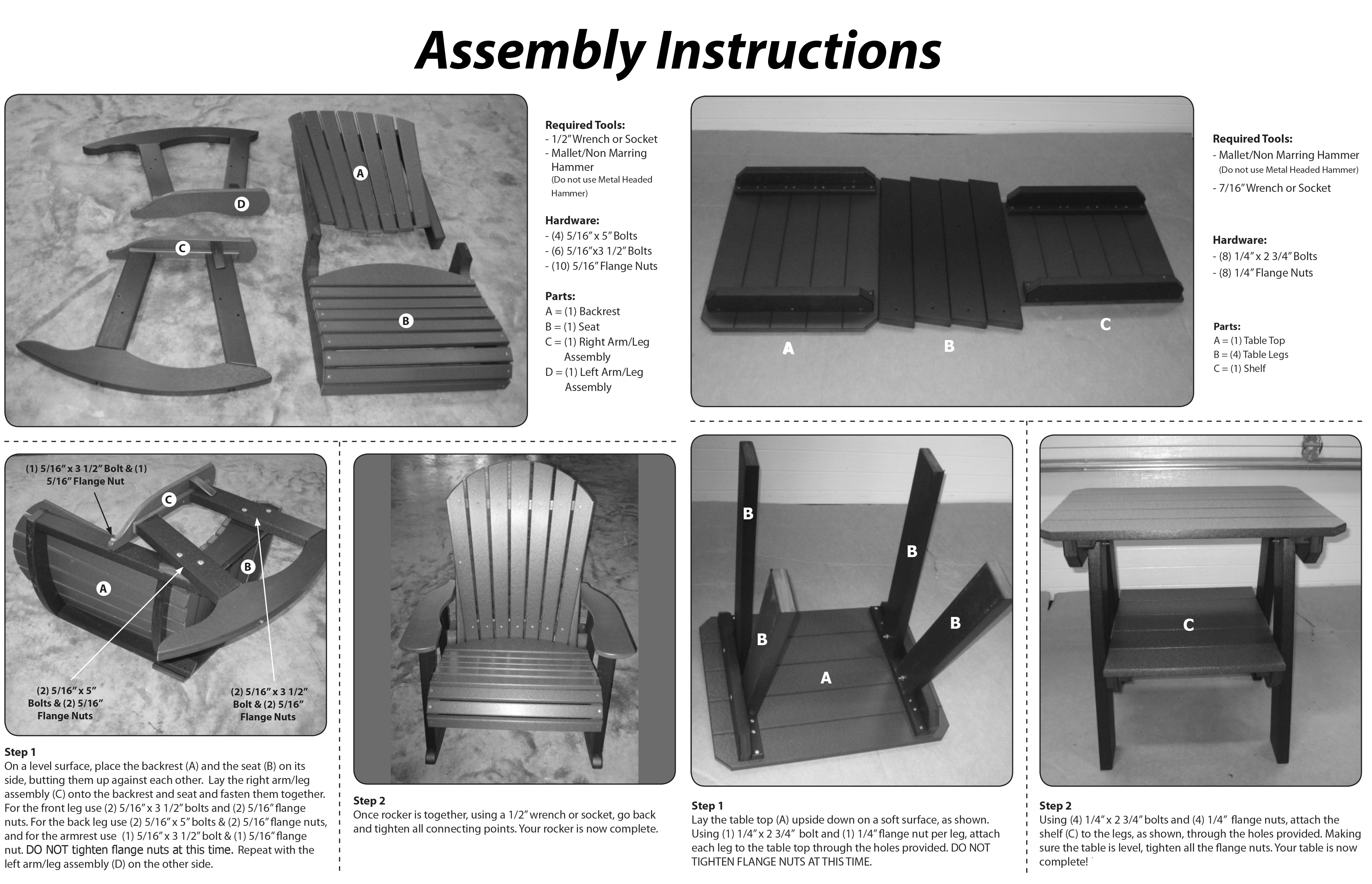 Adirondack Porch Rockers with Two Tier End Table