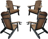 QUICK SHIP - Set of 4 DuraWeather Poly&reg; King Size Folding Adirondack Chair With Collapsible Cup Holders