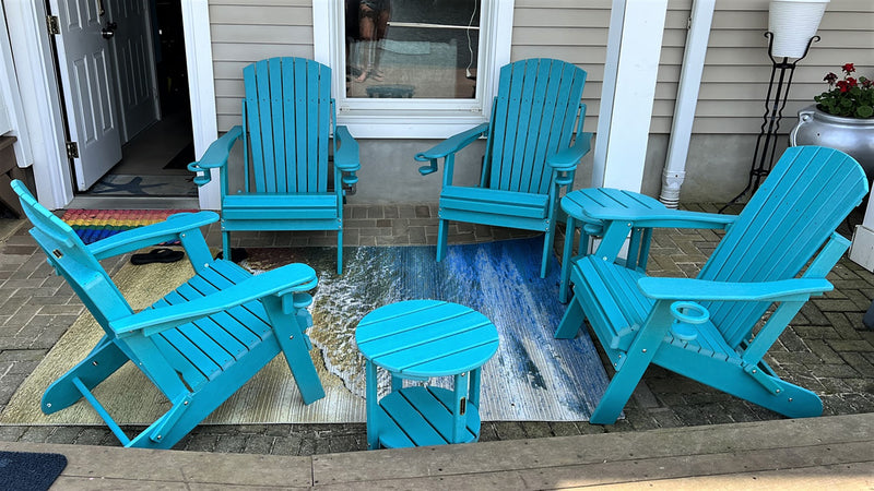 QUICK SHIP - DuraWeather Poly&reg; King Size Folding Adirondack Chair With Collapsible Cup Holders