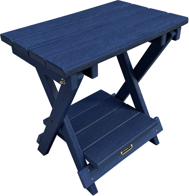 QUICK SHIP - DuraWeather Poly&reg; Folding Deluxe End Table w/ Removable Tray - (21"L x 14"W x  21"H inches) Ships Fully Assembled was