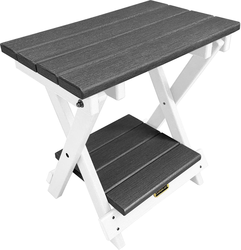 QUICK SHIP - DuraWeather Poly&reg; Folding Deluxe End Table w/ Removable Tray - (21"L x 14"W x  21"H inches) Ships Fully Assembled