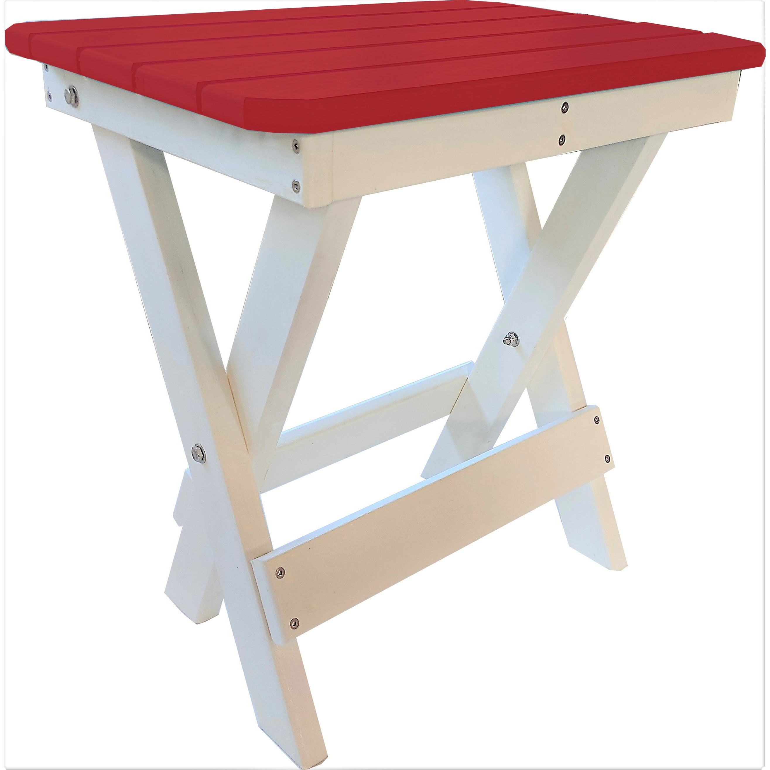 red poly wood folding end table