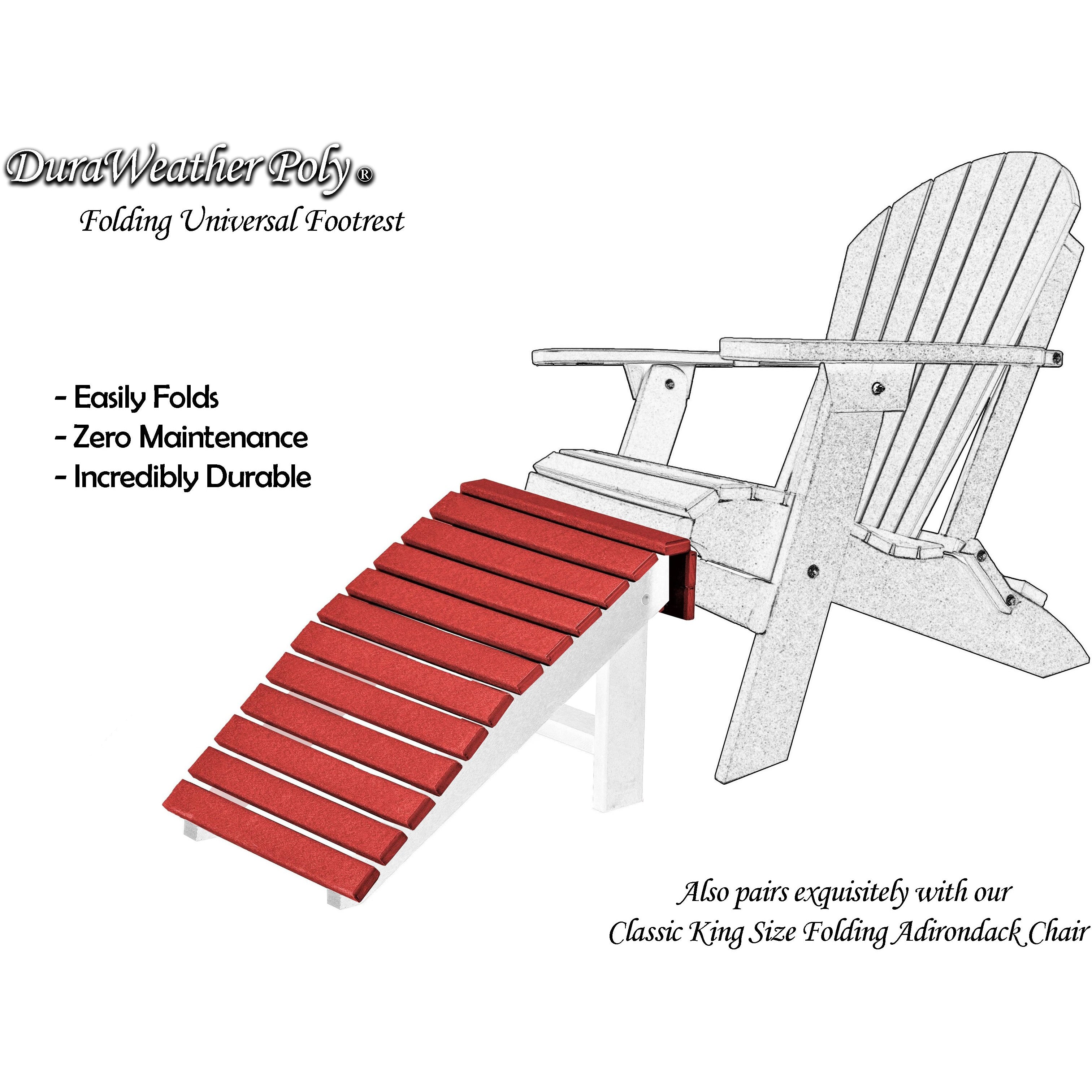 DuraWeather Poly&reg; Universal Folding Ottoman Footrest - Ships Fully Assembled