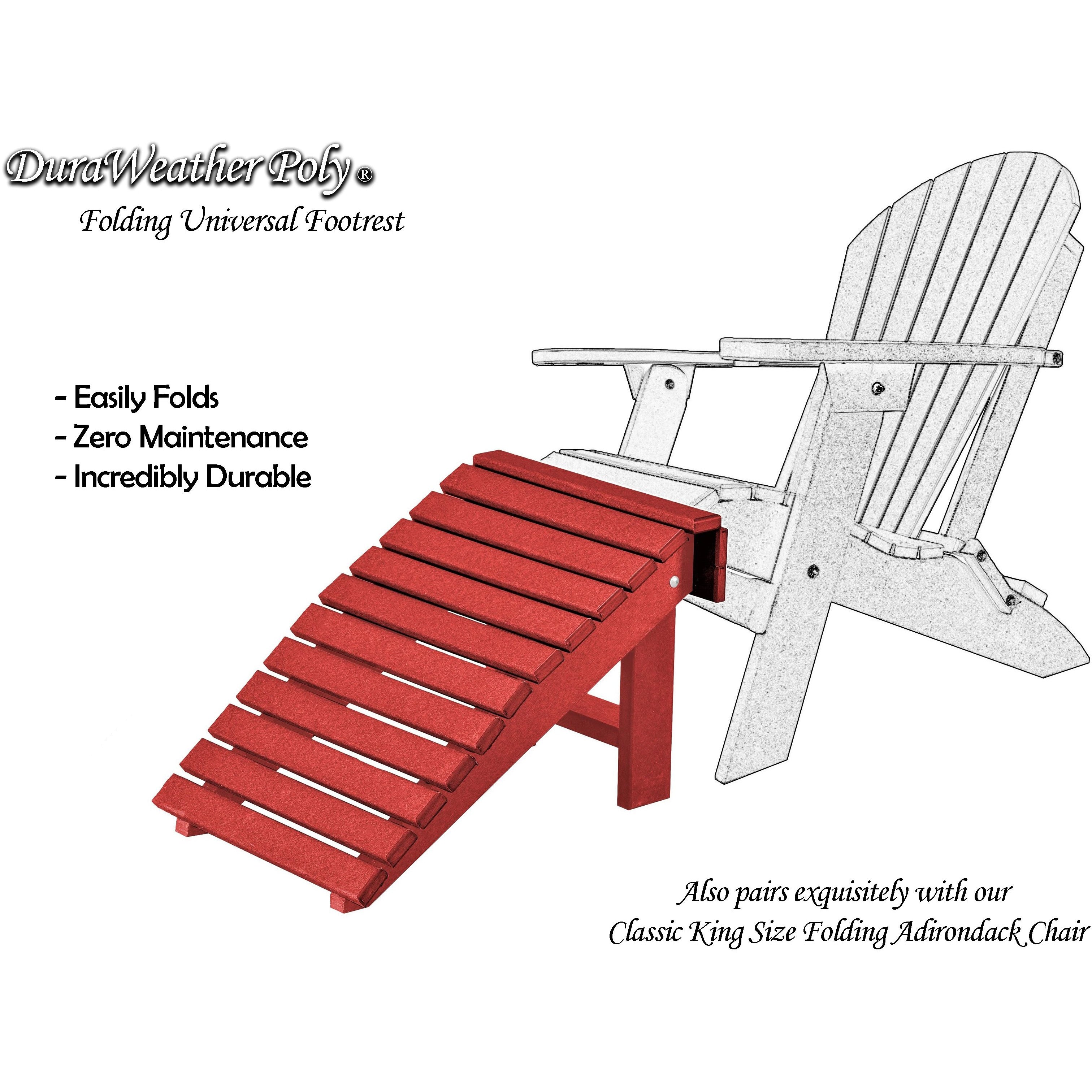 DuraWeather Poly&reg; Universal Folding Ottoman Footrest - Ships Fully Assembled