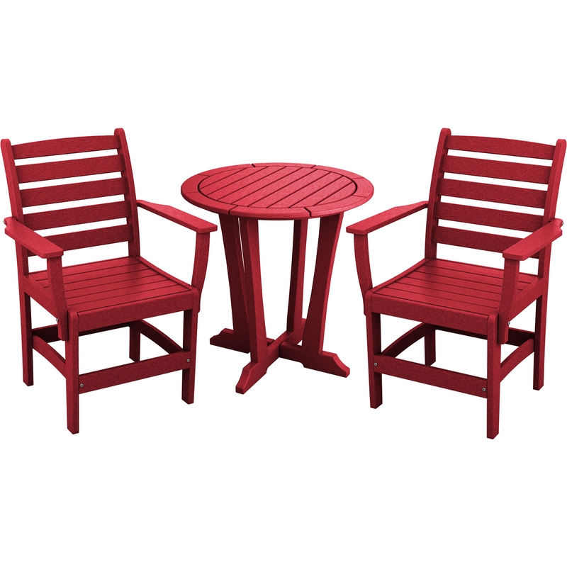red three piece countryside bistro set poly patio furniture