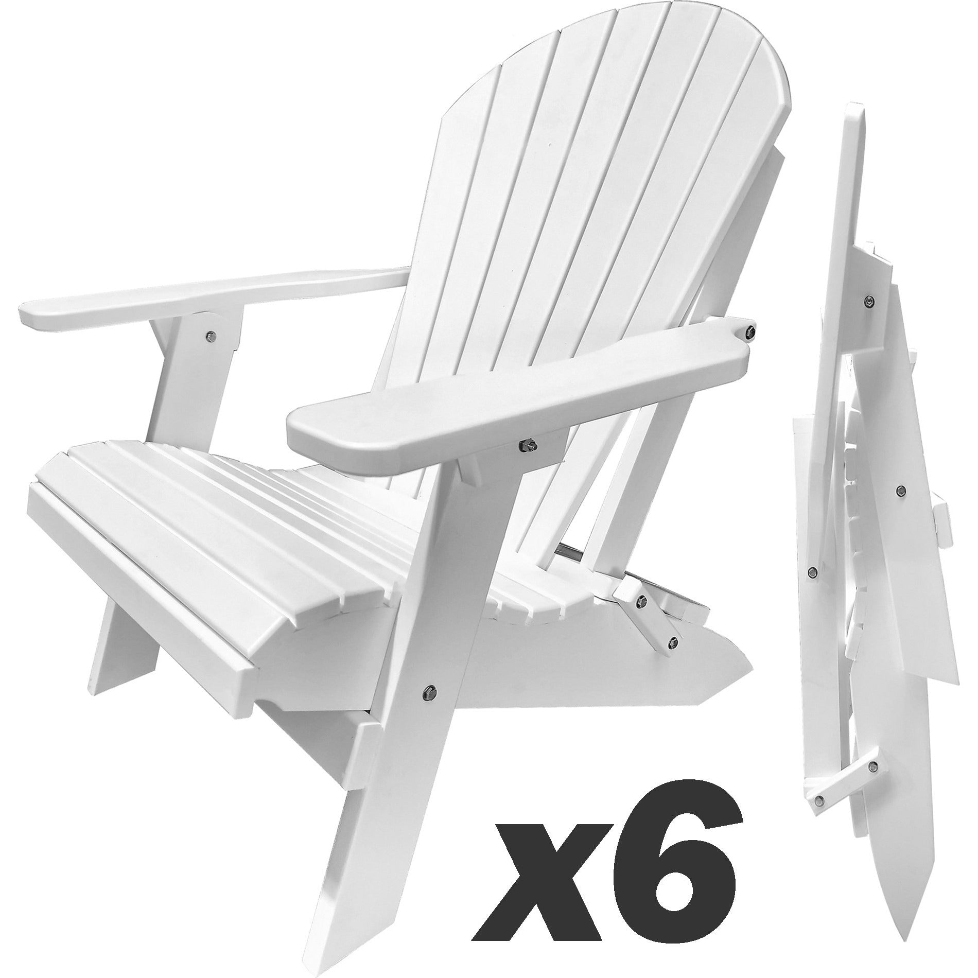 DURAWEATHER POLY® Folding Adirondack Chairs Set of 6 King-Size