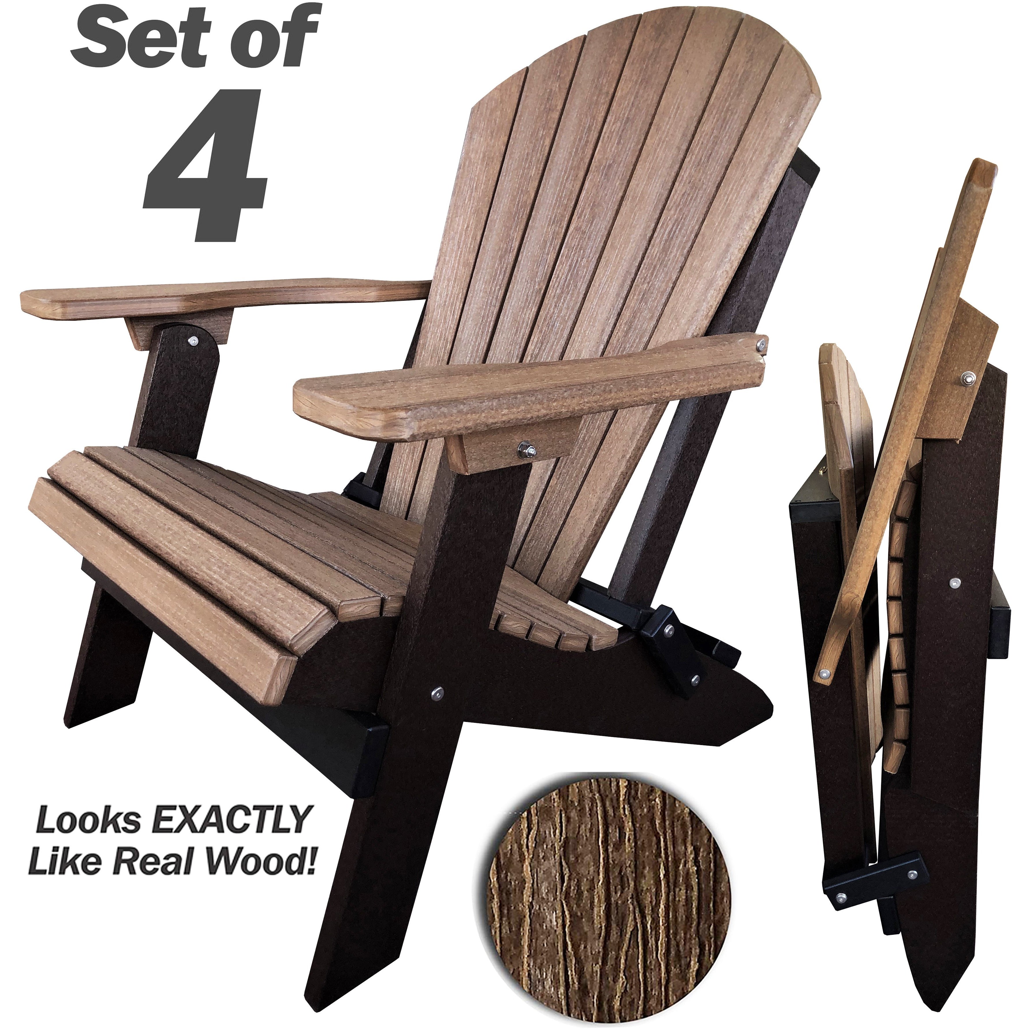 DURAWEATHER POLY® Set of 4 Signature Series Folding Adirondack Chairs King Size