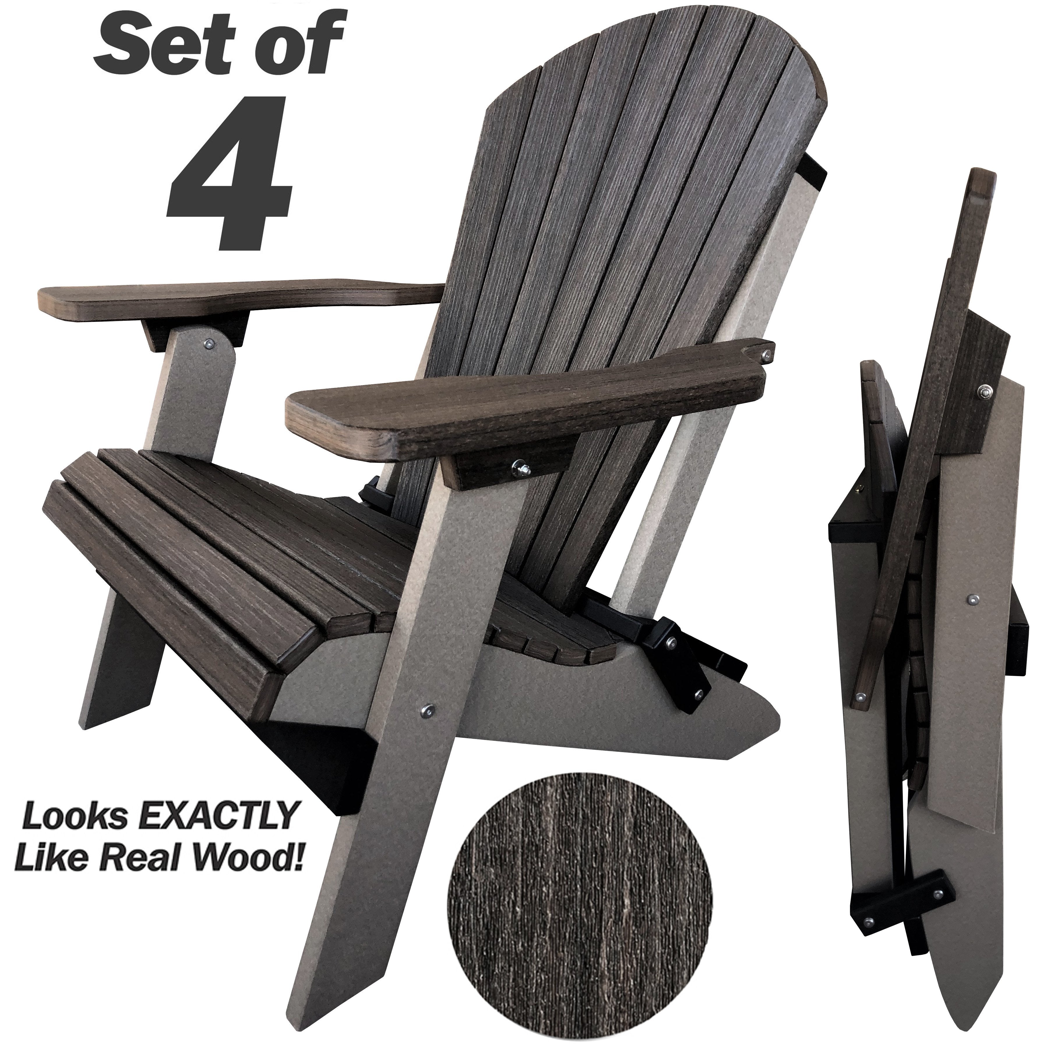 DURAWEATHER POLY® Set of 4 Signature Series Folding Adirondack Chairs King Size